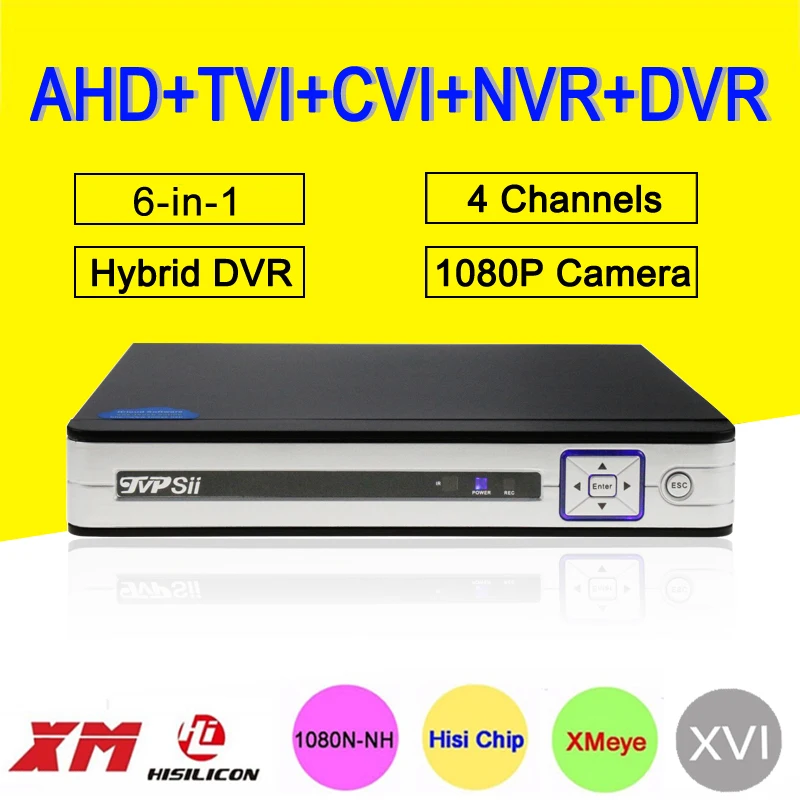  Silver White Hi3520D 1080P Surveillance Camera 4CH 4 Channel 25fps 6 in 1 Coaxial Hybrid NVR TVI CV - 32701417283