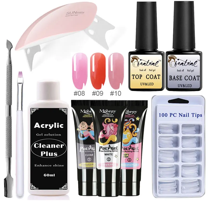 

Manicure Kit Gel Varnish Set Shiny Nail Polishes with Nail Accessories Gel Nail Polish Glitter Poly gel Kit &Top Coat &Base Coat