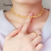 Yoowei New Choker Amber Necklace Wholesale Natural Baltic Beads Customized Women Amber Jewelry Trendy Beach Short Choker Collar