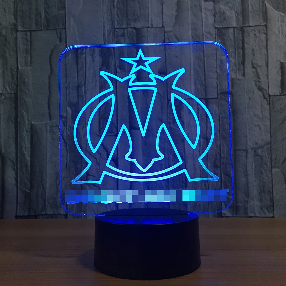 

N710 3D Olympique de Marseille Action figure Model Style LED lamp 7 Color Changing Atmosphere Bedroom Lamp Home Table Decor lamp