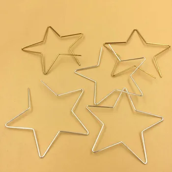 

45mm Ear Wire Earrings 5 Star Shape Simple Geometric Designs Clip Earring Findings Components Multi-color Plated