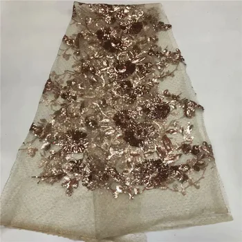 

Sequined Embroidered African Mesh Tulle Lace Fabric Elegant Design Nigerian Guipure Evening Dresses Net Material run14-37