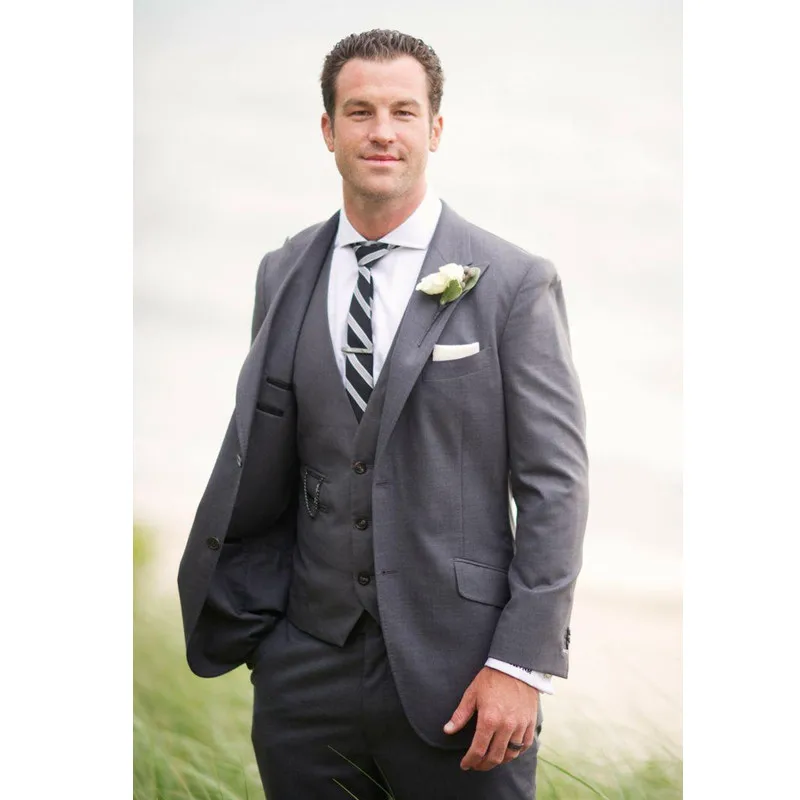 

Custom Made 3 Piece Sim Fit Grey Best Man Groomsman Men's WeddingProm Suits Business Suit Groom Wear (Jacket+Vest+Pants) Y327