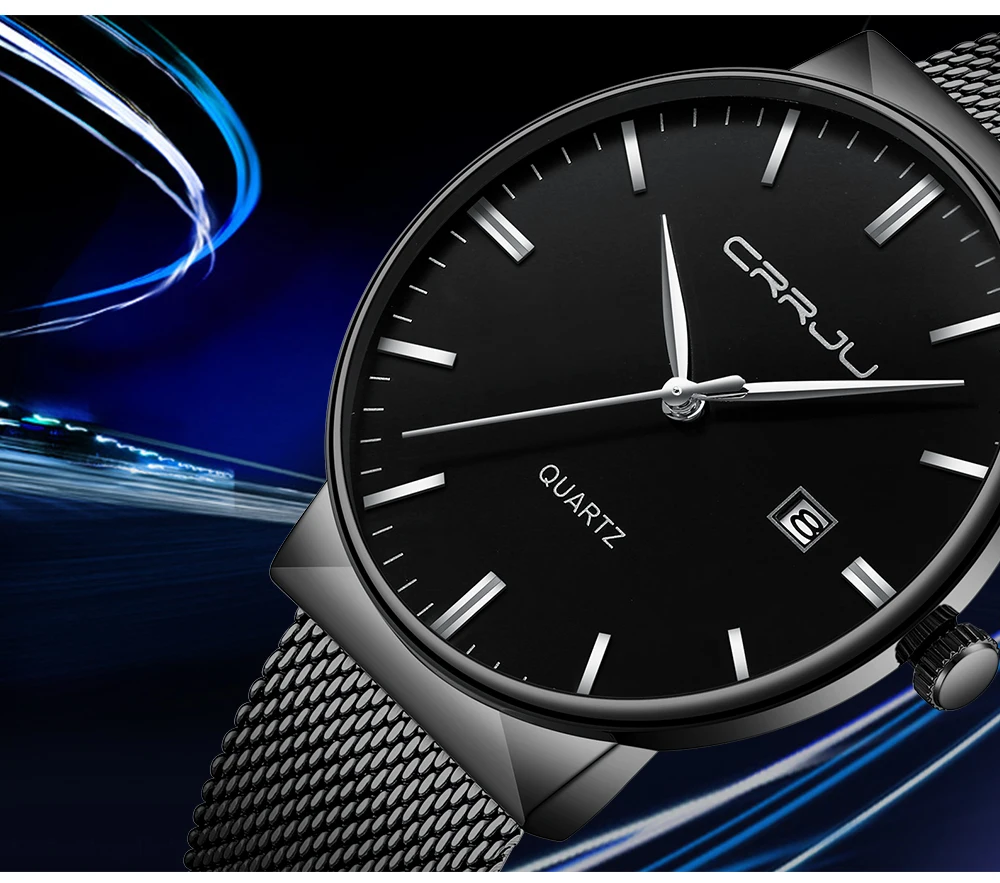 Мужские часы CRRJU лучший бренд класса люкс водонепроницаемые ультра тонкие часы с датой мужские часы со стальным ремешком повседневные кварцевые часы мужские наручные спортивные часы