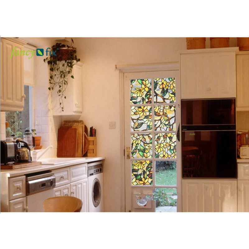 Stained Glass Film Static Adhesive Film Decorative Vinyls For Window Glass Vintage Decor Privacy Tinting