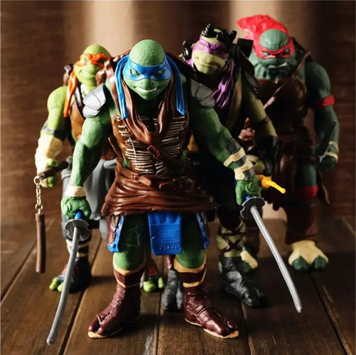 

[Funny] 4pcs/lot Big Size 30cm NECA Mutant Turtles Movie Leonardo Raphael Michelangelo Donatello Model doll Action Figures toy