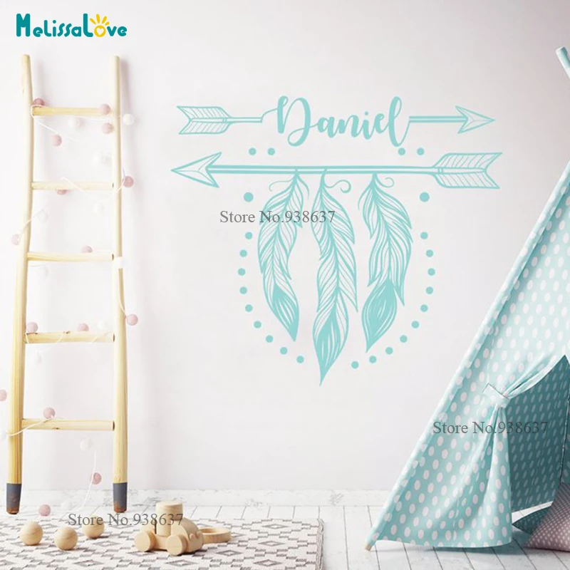 

Popular Dreamcatcher Design Tribal Arrow Custom Name Baby Room Decal Nursery Wall Sticker Decoration Personlised BA015