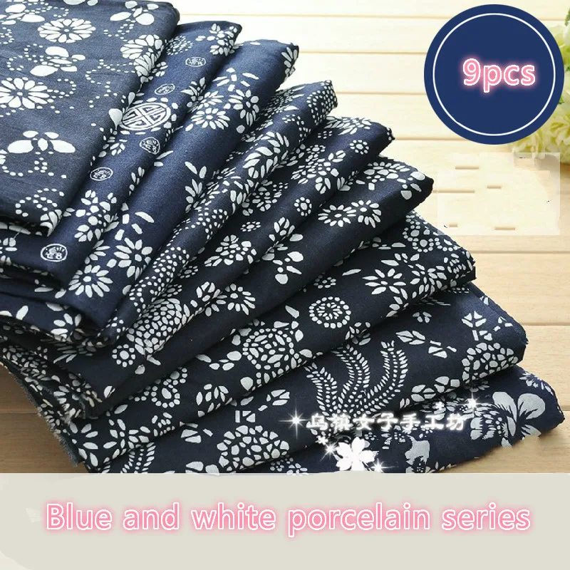 

9pc 50x70cm Blue White Chinese Style Cotton Fabric Meter Diy Handmade Sewing Tissue Telas Para Patchwork Quilting Textiles