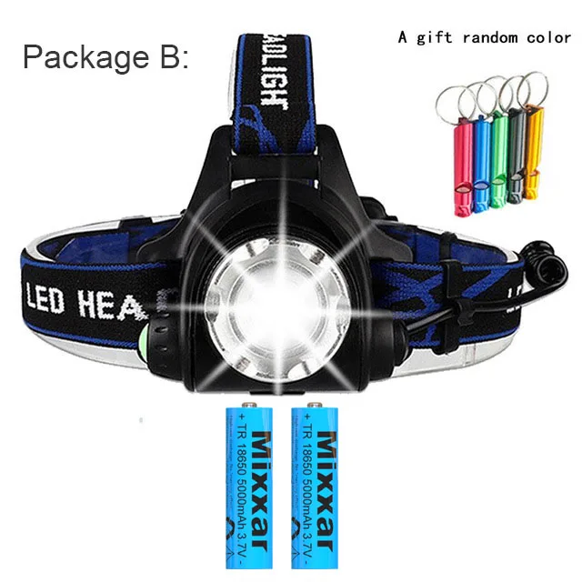 T6 L2 V6 светодиодный налобный фонарь Индуктивный рыболовный головной светильник водонепроницаемый мигающий светильник походный светильник Головной фонарь Прямая поставка - Испускаемый цвет: B