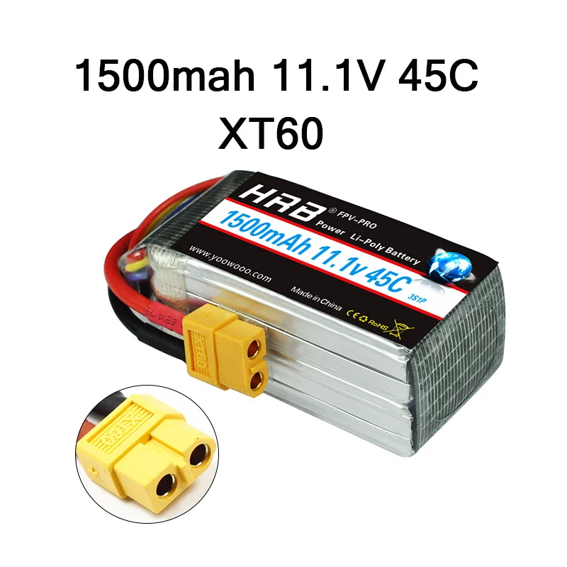 HRB 3S 11,1 V Lipo 1100mah 1200mah 1300mah 1500mah 2200mah 2600mah 3000mah 3300mah 3600mah 4200mah Для RC автомобиля FPV лодки - Color: 3S 1500mah 45C XT60