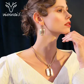 

Viennois Gold / Mix Silver Color Stud Earrings Big Pendant Jewelry Set for Women Jewelry Sets New