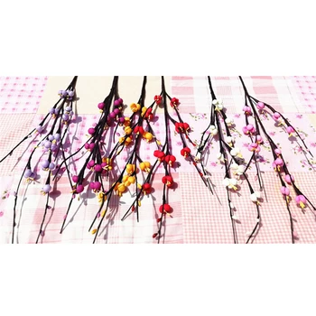 12 HeadsBranch Artificial Flowers PE Plum Blossom Fake Flowers for Wedding Party DIY Home Garden Decoration Artificial Plants