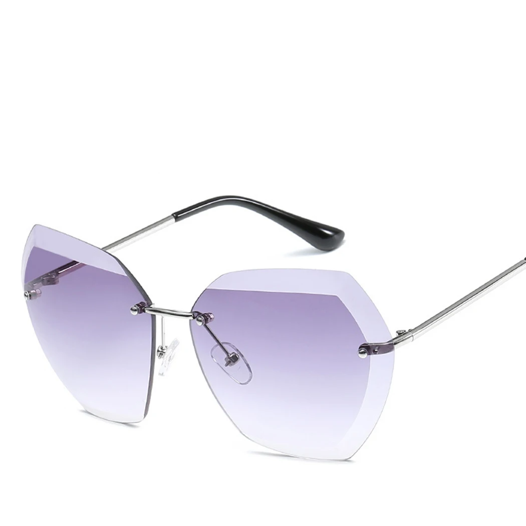 Роскошные модные солнцезащитные очки без оправы, женские прозрачные солнцезащитные очки с металлической оправой, винтажные женские солнцезащитные очки большого размера