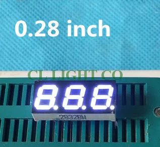 

White 3 Bit 0.28 inch Digital Tube LED Light 7 Segment Display 22.6*10*6.1mm Nixie tube common cathode