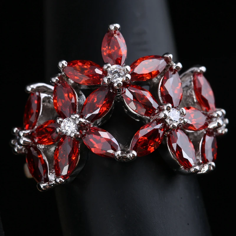 Редких цветов ASOS красный гранат стерлингового серебра 925 Для женщин Модные