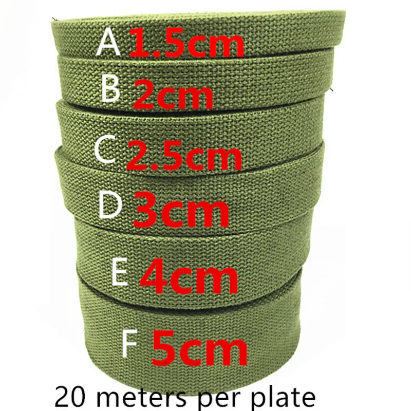

100% Army Green thickening cotton backpack canvas webbing luggage strap cotton fabric tape roll