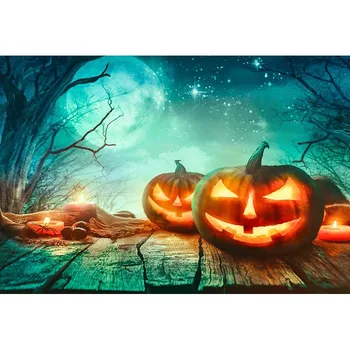 

Halloween Custom Background Vinyl Photography Pumpkin Lamp Background Children Backdrops for Photo Studio HA-240