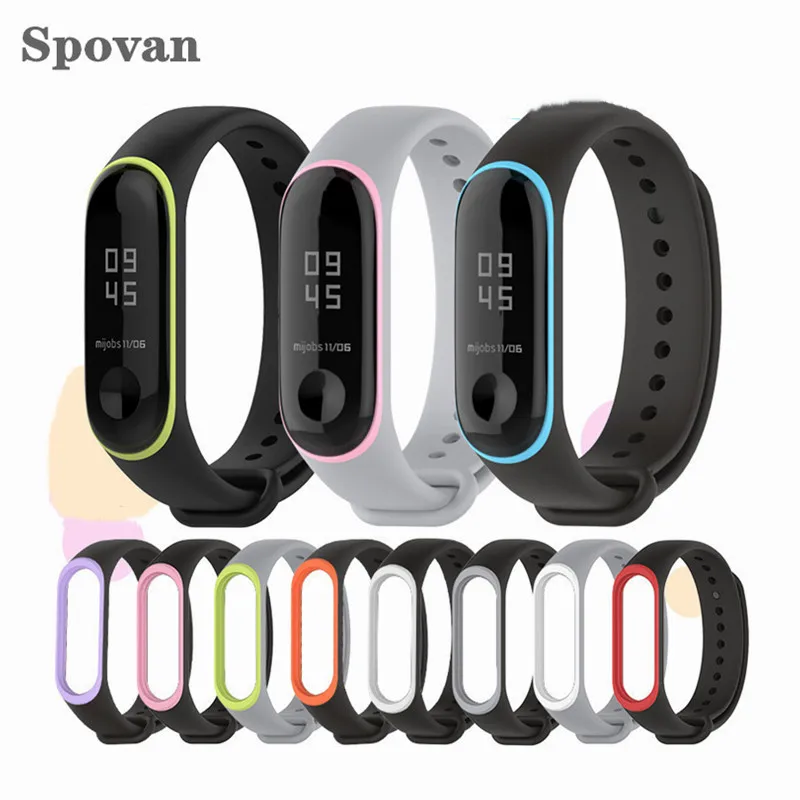 

Spovan XiaoMi Band 3 Wrist Strap Silicone Waterproof Two-tone Bracelet Wristband Smart Band Accessories Screen Protector Film