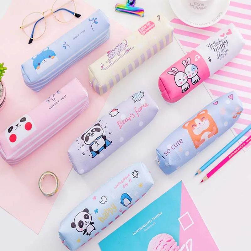 

Cartoon Cat Panda Rabbit school Pencil Case Cute Animal pencil box Stationery Pouch Storage pen bag for kids gift Zakka