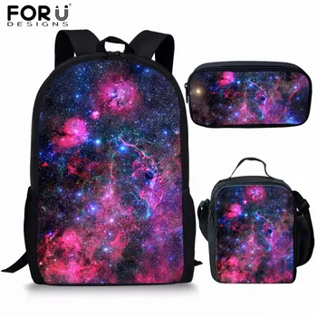 

FORUDESIGNS Galaxy Space Star Prints Backpack for Children School Bag Set Satchel Teenage Girls Daypack Women Bag Pack Mochila