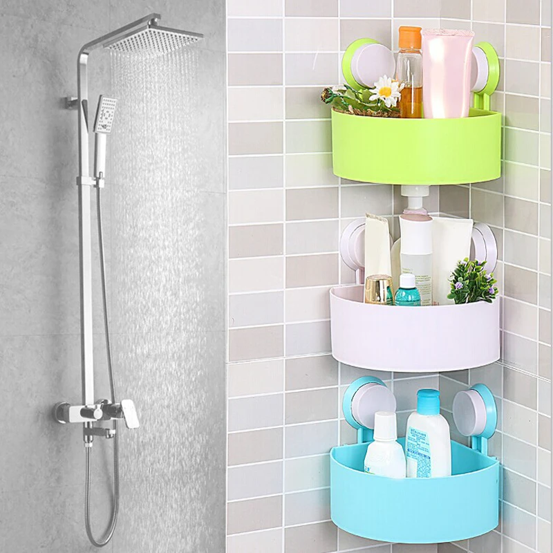 

Bathroom Shelf Shampoo Holder Toothpaste Toothbrush Space Corner Sucker Bathroom Storage Storage Rack Kitchen Sucker Organizer