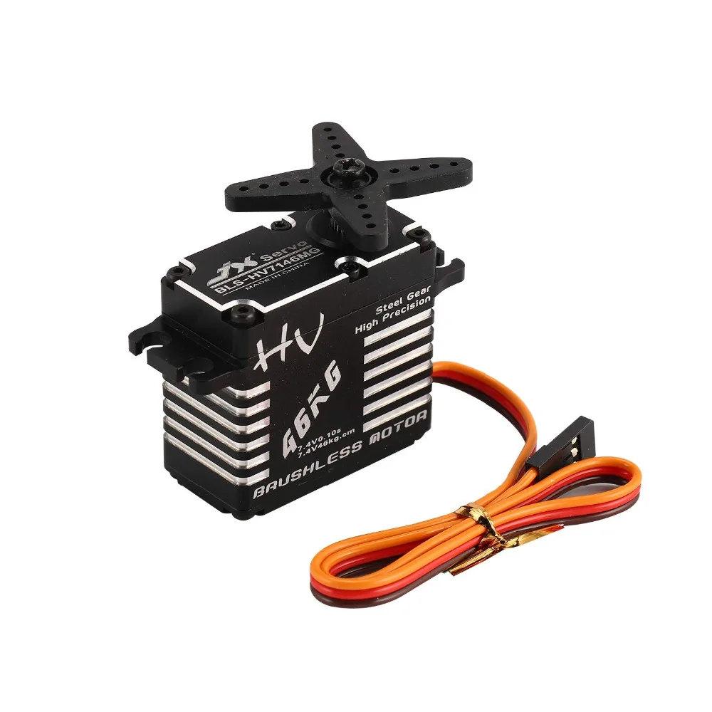 

JX BLS-HV7146MG 46KG Full CNC Aluminium Digital Brushless Standard Waterproof Servo for 50cc to 100cc Airplane