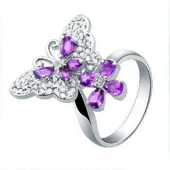 

Anillos Qi Xuan_Purple Stone Butterfly Rings_Fashion Rings_S925 Solid Sliver Purple Stone Rings_Manufacturer Directly Sales