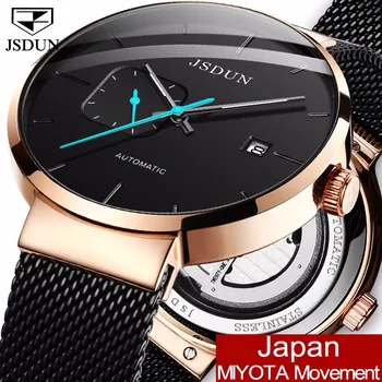 

JSDUN Men's New Automatic Mechanical Date Watch Fashion Casual Luxury Rose Gold Men Sports Self-Wind Luminous Watches Relogio