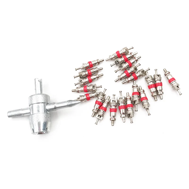 

20Pcs Copper Valve Core With 4-in-1 Tire Valve Stem Removal Tool Tire Repair Tools Valve Core Removal Tool Tire Cleaning