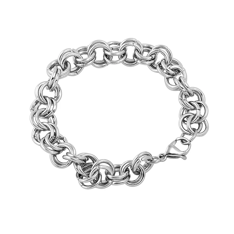 MJB0164 2017 Fashion Men Stainless Steel Double Link Braceletsbracelet