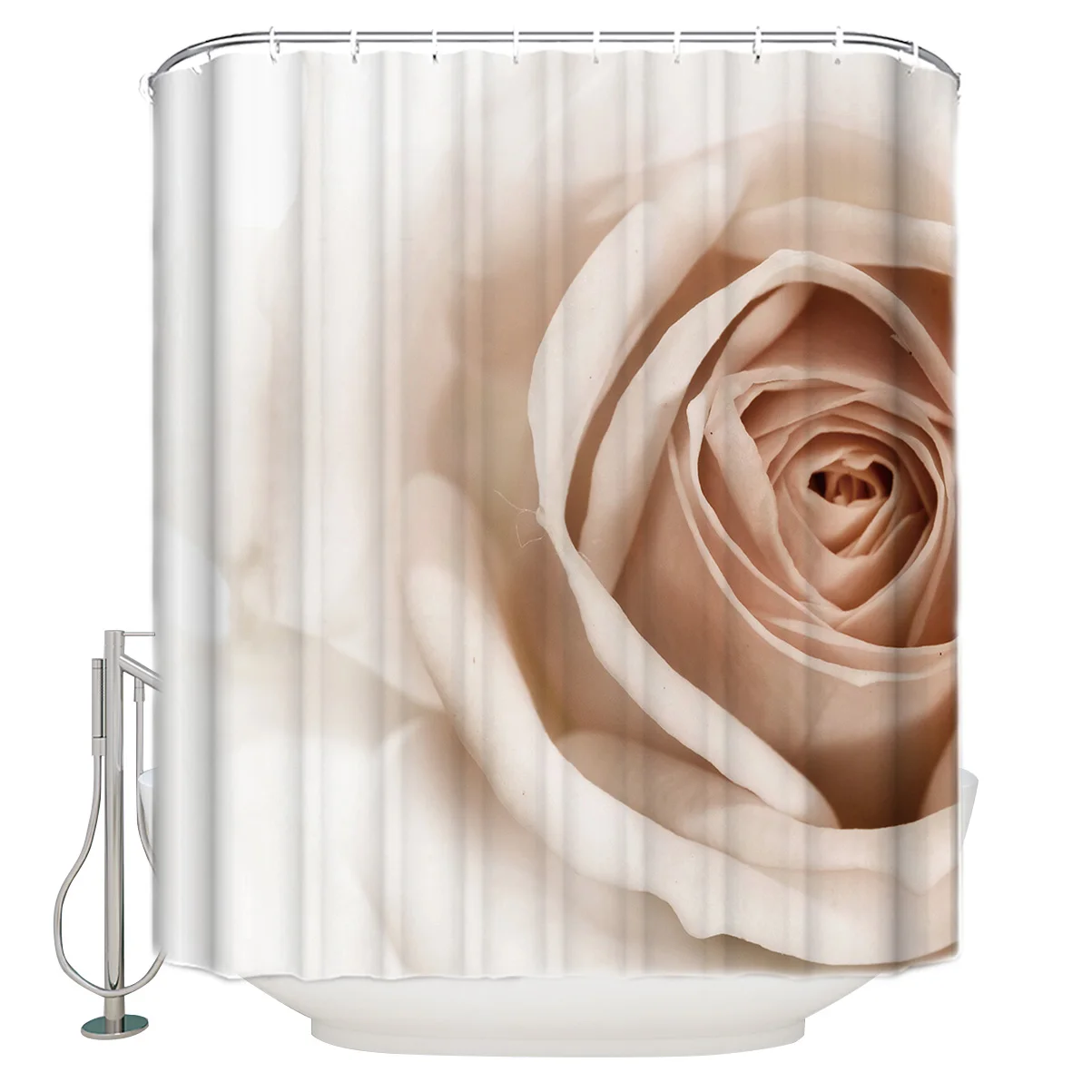 3d White Rose Extra Long Fabric Bath Shower Curtains Bathroom