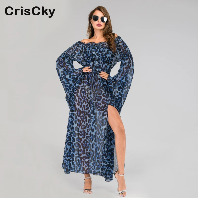 CRISCKY 2019 стильная женская обувь длинные платья Для женщин летние Слэш шеи оборки