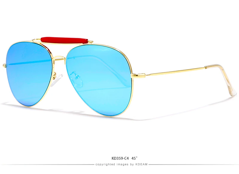 KDEAM UV400 рейтинг пилотные очки Для женщин Модный дизайн Twin-мост флэш-солнцезащитные очки унисекс однозначно солнцезащитных очков KD359