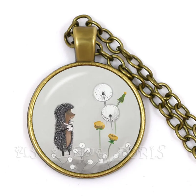The Hedgehog in the Mist Necklace 25mm Glass Dome Pendant Little In Fog Creative Jewelry For Women Men Kids Gift | Украшения и
