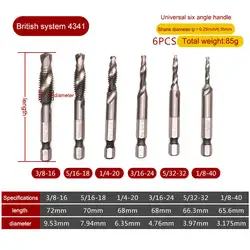 6 шт./компл. резьбе краны машина рук Ример 1/8-3/8 Hex H дрель коснитесь Fit ручка Деревообработка DIY Инструменты аксессуары JDH