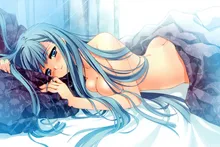 fabric print poster (frame available) sexy anime girl with blue hair in the bed PDM459 living room home decoration wall decor