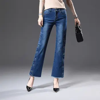 

Large size Side Split Bell-Bottom Jeans High Waist Flare Denim Pants Women Oversized Sexy Slim Hip Maxi Denim Trousers G111602