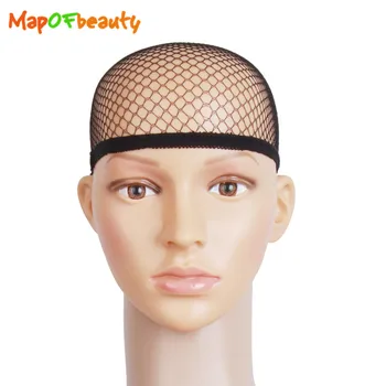 

MapofBeauty 2PCS/set Stretchable Mesh Wig Cap Mesh Weaving Black Color 2 styles Wig Hair Net Making Caps synthetic Hairnets