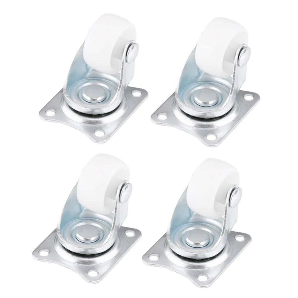 4pcs Universal Swivel Casters 1" Wheels White Roller Wheel For