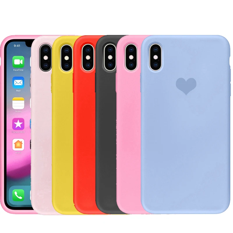 

Love Soft Case for iphone X 10 XR XS MAX 7 8 6 Plus 6s Fashion Silicone TPU Full Coverage Drop Proof Back Cover