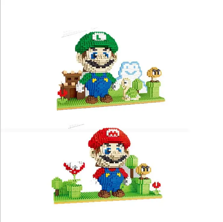 

160160 Super Building Blocks Mario & Luigi & Yoshi Diamond Microblock DIY Building Toys Cute Cartoon Action Figures Kids Gift