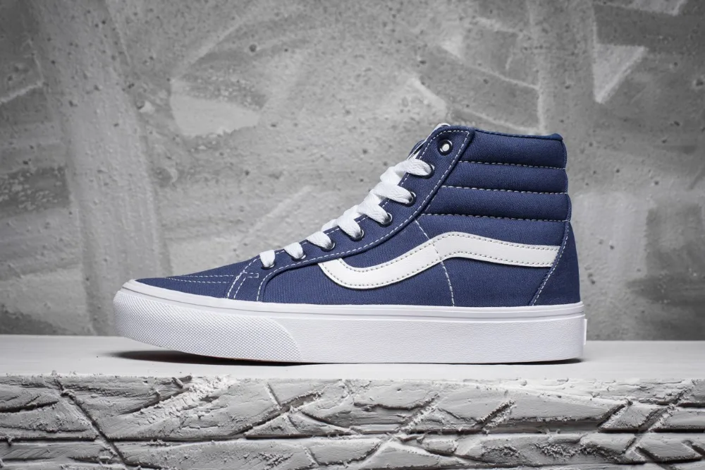 Free Shipping Vans SK8 HI classic OLD SKOOL Blue High Help men's ...