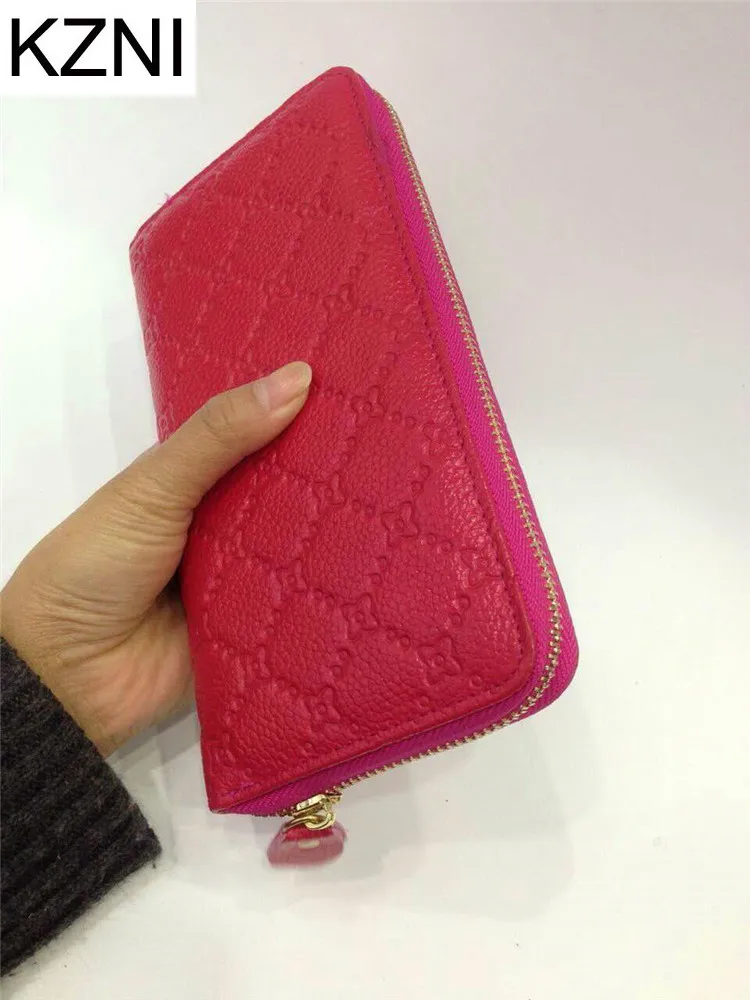 

KZNI Wallet Female Designer Women Purses Genuine Leather Purse Portefeuille Femme Billeteras Para Mujer