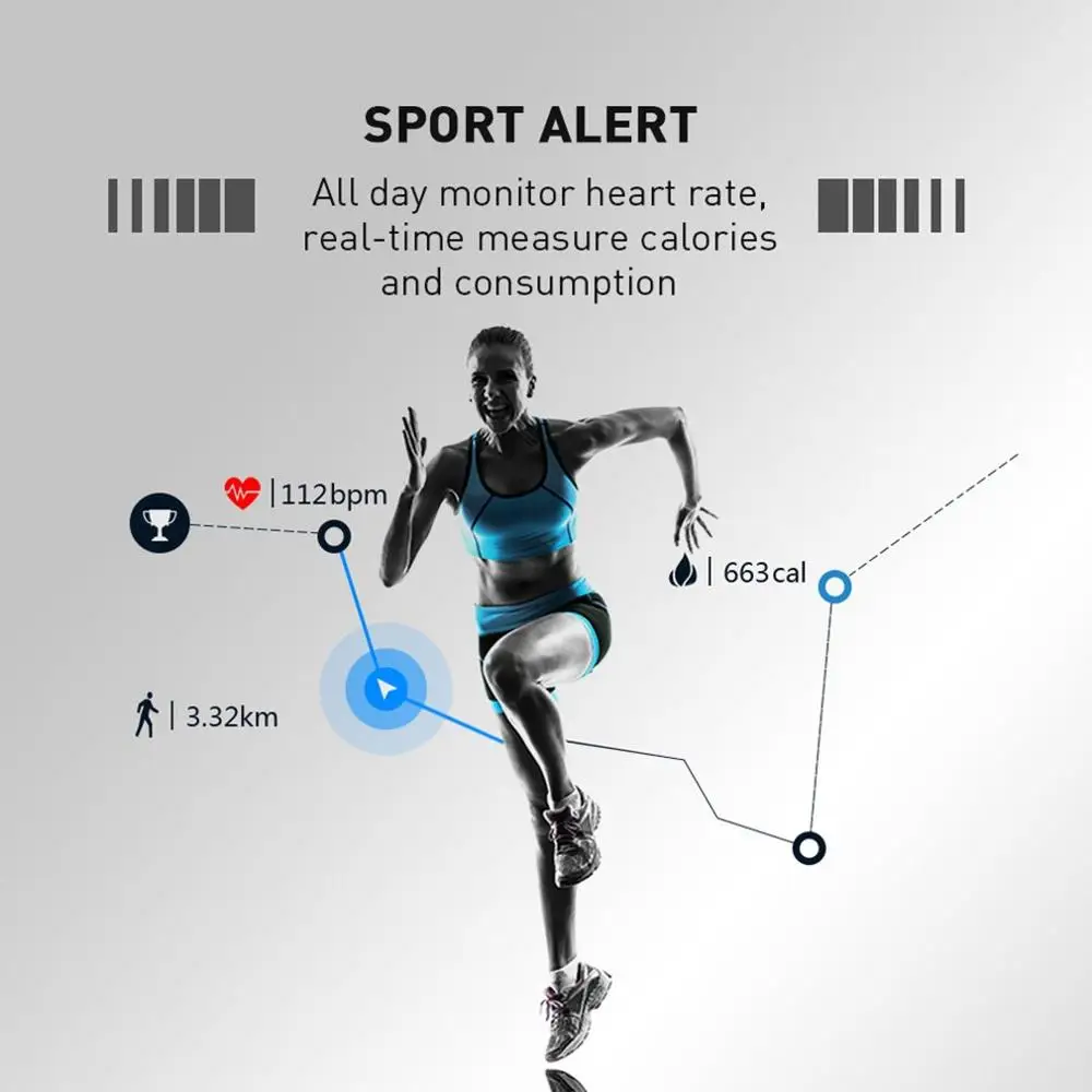 

C15 Smart Bracelet Earphones Compatible With Android IOS Smart Wristband Alarm Reminder Sleep Monitor Blue