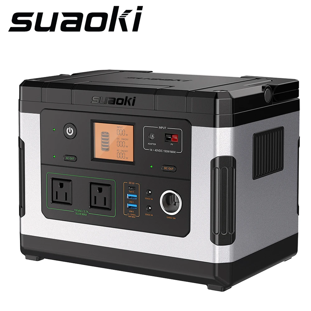Suaoki G500 Portable Power Station Lithium 500Wh Rechargeable Solar