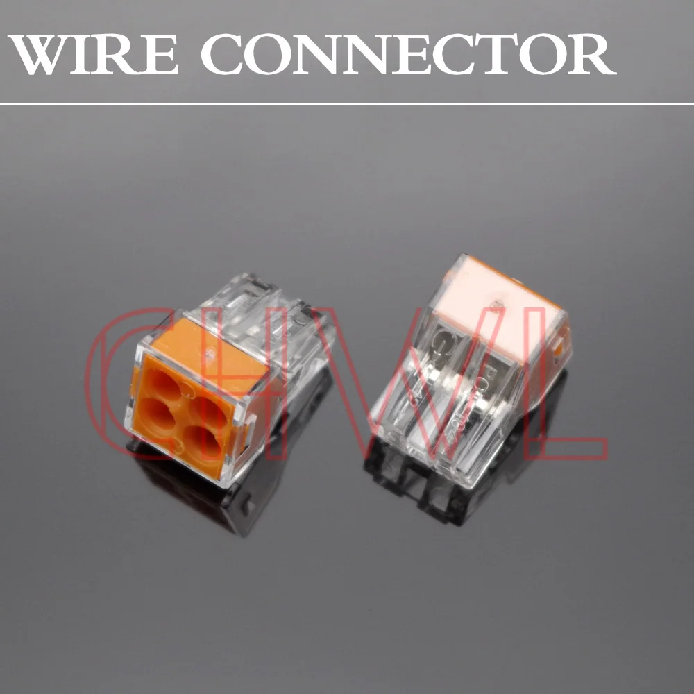 50pcs/lot PCT 104 Push Wire Connecting Terminal 4 Pin Conductor Wire
