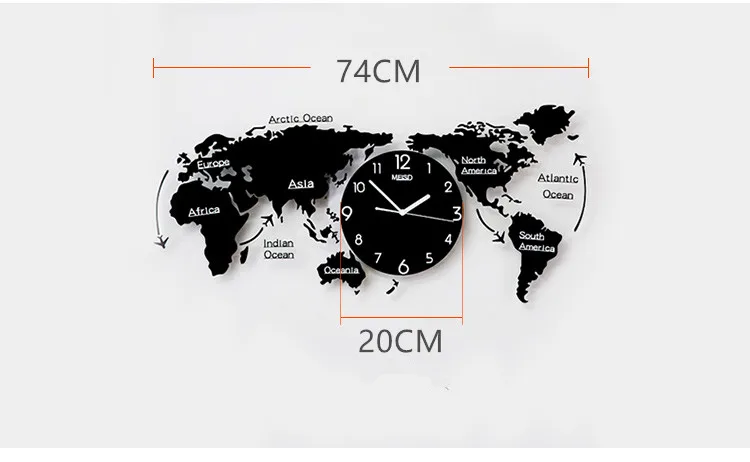Часы-карта мира Современные Простые атмосферные индивидуальность кварцевые часы в творческом стиле домашние декоративные часы в гостиной