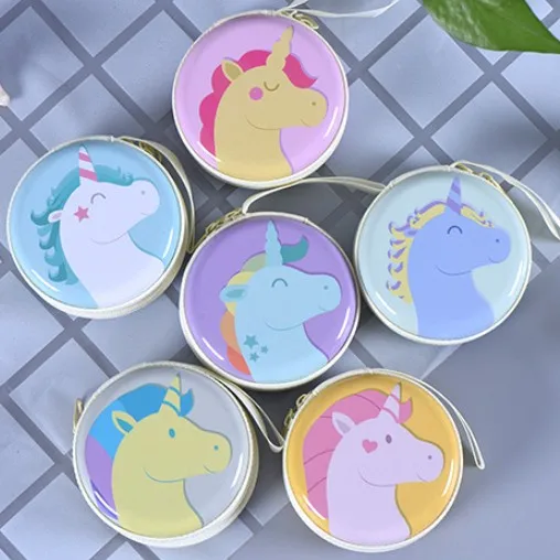 

2019 New Arrival Unicorn Coin Purses Key Case Wallets Children Cartoon Headset Earphone Bag Cable Storage Coin Bags for Girls