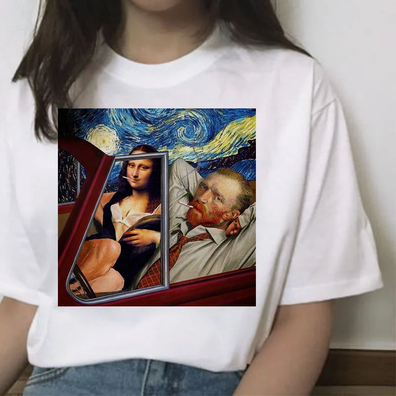 

van gogh t shirt print harajuku female women ulzzang tee tshirt 90s Oil Art Graphic aesthetic top shirts grunge t-shirt femme