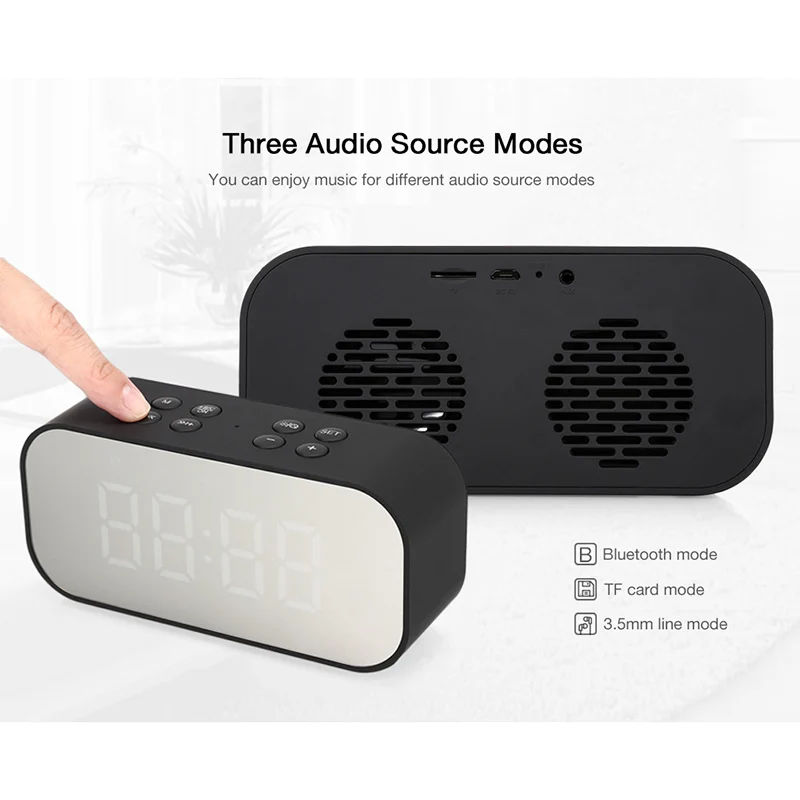 LEORY BT501 светодиодный bluetooth 5 0 динамик будильник Зеркало экран сабвуфер 2000 мАч Handfree